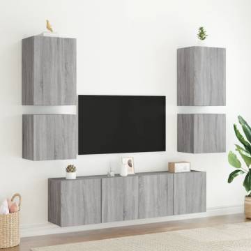 6 Piece TV Wall Units Grey Sonoma Engineered Wood