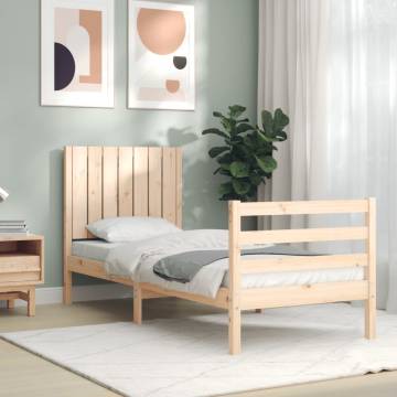 Bed Frame with Headboard Small Single Solid Wood