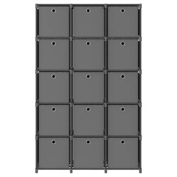 15-Cube Display Shelf with Boxes Grey 103x30x175.5 cm Fabric