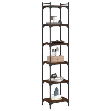 Bookcase 6-Tier Brown Oak 40x30x188 cm Engineered Wood