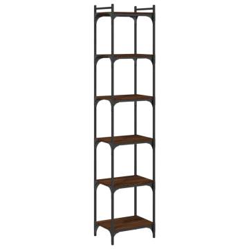 Bookcase 6-Tier Brown Oak 40x30x188 cm Engineered Wood