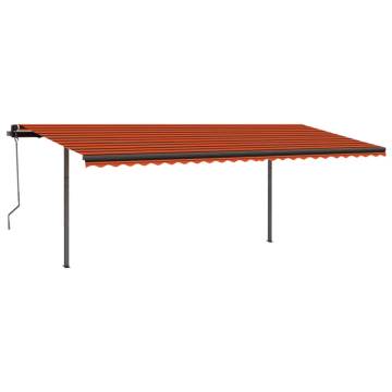 Manual Retractable Awning with Posts 3.5x2.5 m Orange and Brown