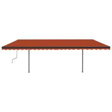 Manual Retractable Awning with Posts 3.5x2.5 m Orange and Brown