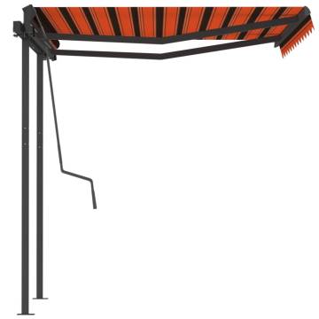 Manual Retractable Awning with Posts 3.5x2.5 m Orange and Brown