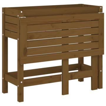 Garden Planter with Folding Tabletop Honey Brown Solid Wood Pine