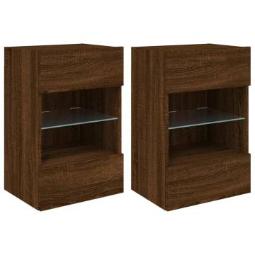 TV Wall Cabinets with LED Lights 2 pcs Brown Oak 40x30x60.5 cm