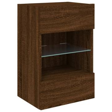 TV Wall Cabinets with LED Lights 2 pcs Brown Oak 40x30x60.5 cm