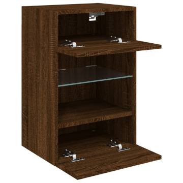 TV Wall Cabinets with LED Lights 2 pcs Brown Oak 40x30x60.5 cm