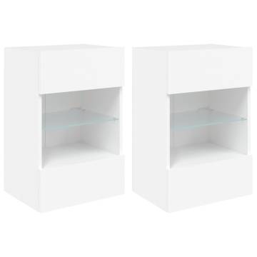 TV Wall Cabinets with LED Lights 2 pcs White 40x30x60.5 cm