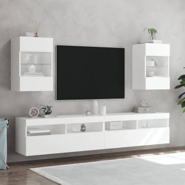 TV Wall Cabinets with LED Lights 2 pcs White 40x30x60.5 cm