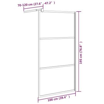 Walk-in Shower Wall 100x195cm Dark ESG Glass Black