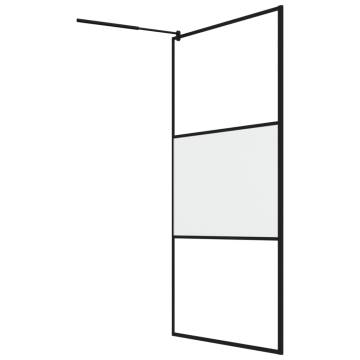 Walk-in Shower Wall 115x195 cm Frosted ESG Glass Black