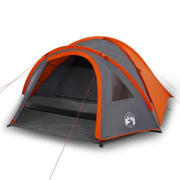 Camping Tent 4-Person Grey and Orange Waterproof