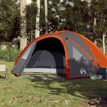 Camping Tent 4-Person Grey and Orange Waterproof