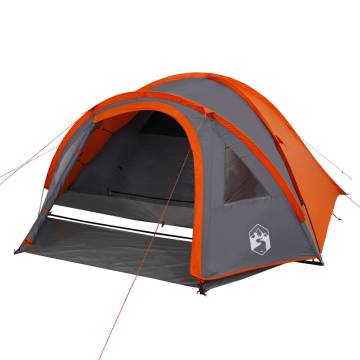 Camping Tent 4-Person Grey and Orange Waterproof