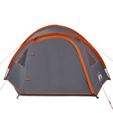 Camping Tent 4-Person Grey and Orange Waterproof