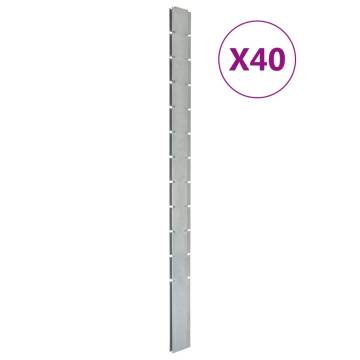 Garden Fence Posts 40 pcs Silver 280 cm Galvanised Steel