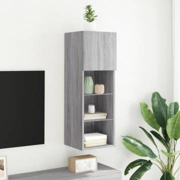 TV Cabinet with LED Lights Grey Sonoma 30.5x30x90 cm