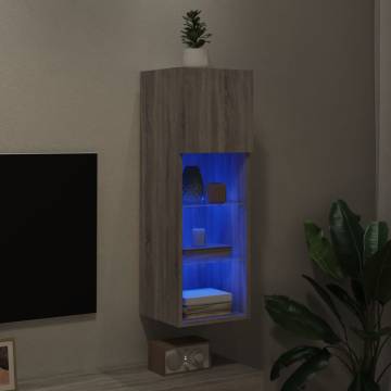 TV Cabinet with LED Lights Grey Sonoma 30.5x30x90 cm