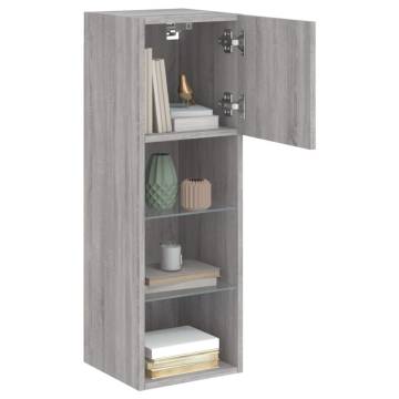 TV Cabinet with LED Lights Grey Sonoma 30.5x30x90 cm