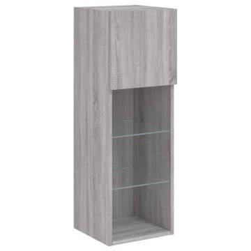 TV Cabinet with LED Lights Grey Sonoma 30.5x30x90 cm