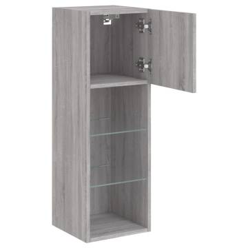 TV Cabinet with LED Lights Grey Sonoma 30.5x30x90 cm