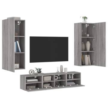 5 Piece TV Wall Units Grey Sonoma Engineered Wood