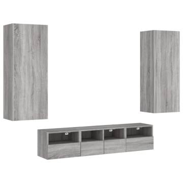 5 Piece TV Wall Units Grey Sonoma Engineered Wood