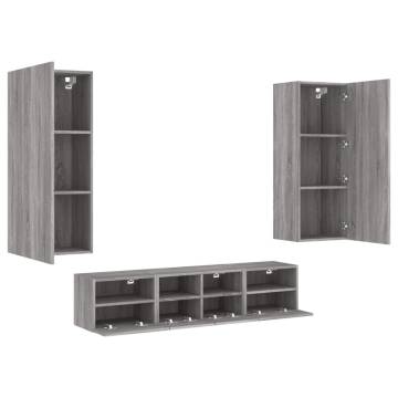 5 Piece TV Wall Units Grey Sonoma Engineered Wood