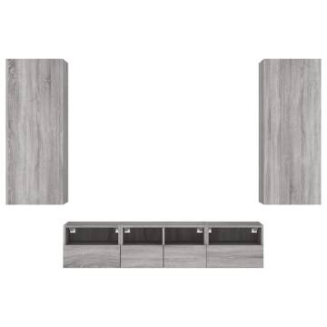 5 Piece TV Wall Units Grey Sonoma Engineered Wood