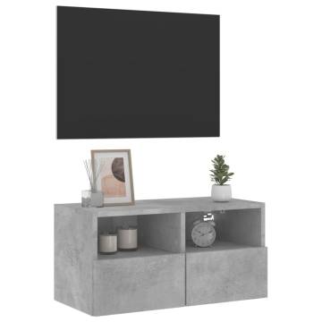 TV Wall Cabinet Concrete Grey 60x30x30 cm Engineered Wood