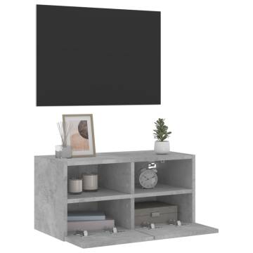 TV Wall Cabinet Concrete Grey 60x30x30 cm Engineered Wood