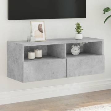 TV Wall Cabinet Concrete Grey 80x30x30 cm Engineered Wood