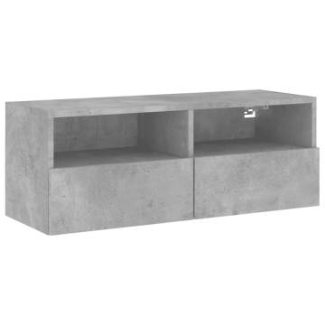 TV Wall Cabinet Concrete Grey 80x30x30 cm Engineered Wood