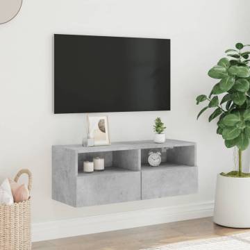 TV Wall Cabinet Concrete Grey 80x30x30 cm Engineered Wood