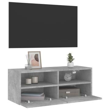 TV Wall Cabinet Concrete Grey 80x30x30 cm Engineered Wood