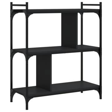 Bookcase 3-Tier Black 76x32x88 cm Engineered Wood