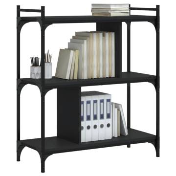 Bookcase 3-Tier Black 76x32x88 cm Engineered Wood