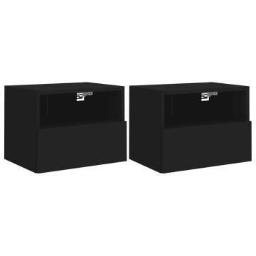 TV Wall Cabinets 2 pcs Black 40x30x30 cm Engineered Wood