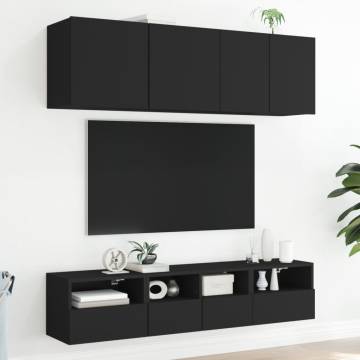 TV Wall Cabinets 2 pcs Black 40x30x30 cm Engineered Wood