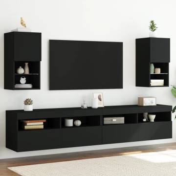 TV Cabinets with LED Lights 2 pcs Black 30.5x30x60 cm