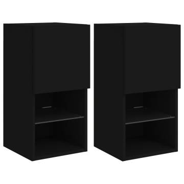 TV Cabinets with LED Lights 2 pcs Black 30.5x30x60 cm