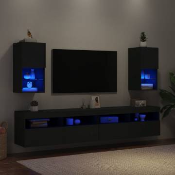 TV Cabinets with LED Lights 2 pcs Black 30.5x30x60 cm