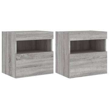 TV Wall Cabinets with LED Lights 2 pcs Grey Sonoma 40x30x40 cm