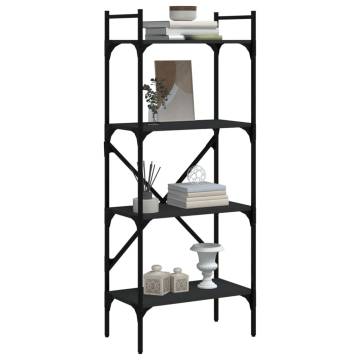 Bookcase 4-Tier Black 56x31.5x138.5 cm Engineered Wood