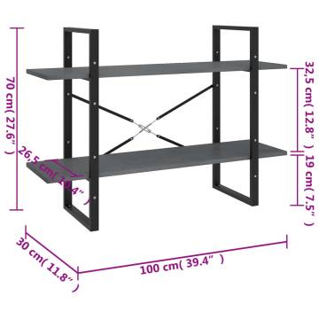 2-Tier Book Cabinet Grey 100x30x70 cm Solid Pine Wood