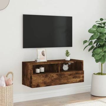 TV Wall Cabinet Smoked Oak 80x30x30 cm Engineered Wood