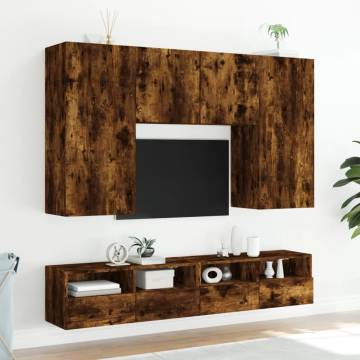 TV Wall Cabinet Smoked Oak 80x30x30 cm Engineered Wood