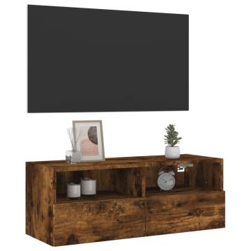 TV Wall Cabinet Smoked Oak 80x30x30 cm Engineered Wood