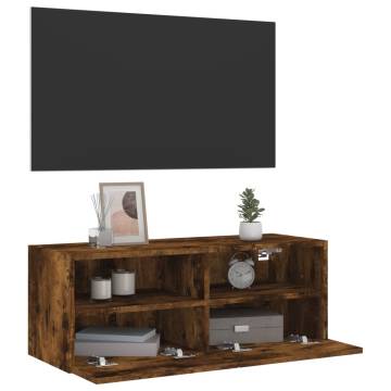 TV Wall Cabinet Smoked Oak 80x30x30 cm Engineered Wood